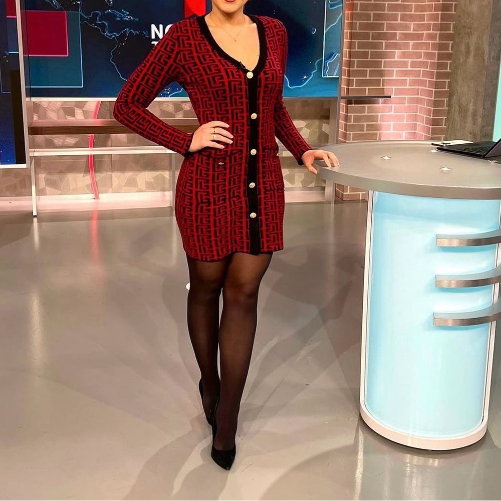 Elegant Red and Black Patterned Dress
